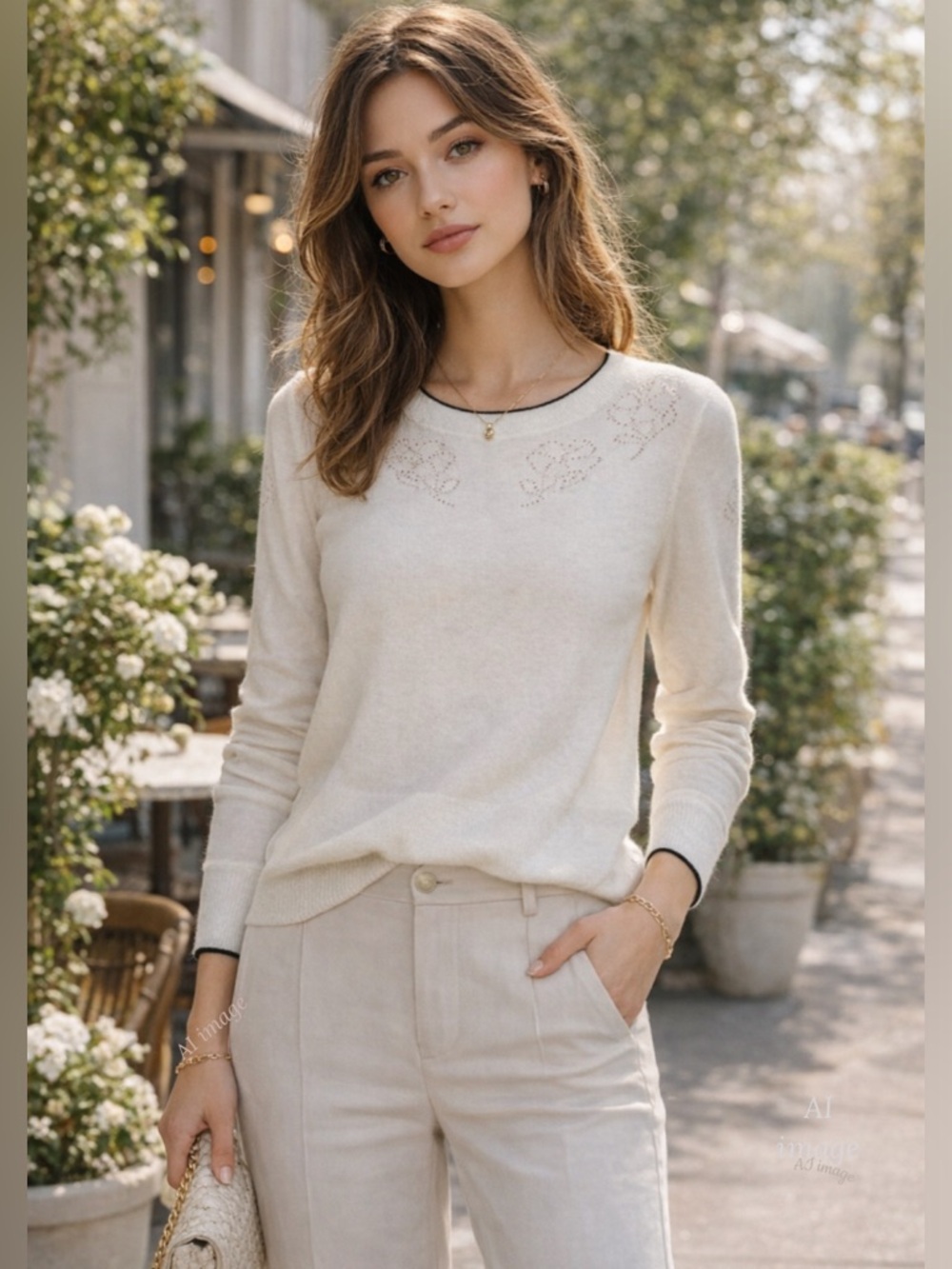 Rag & Bone Adriana Merino Wool Eyelet Sweater Ivory S Soft Knit